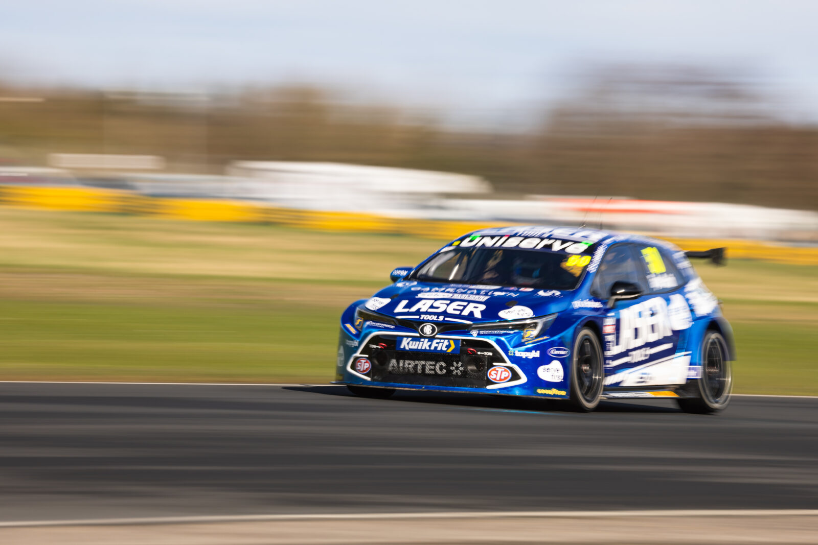 Laser Tools Racing BTCC Car on track at Croft