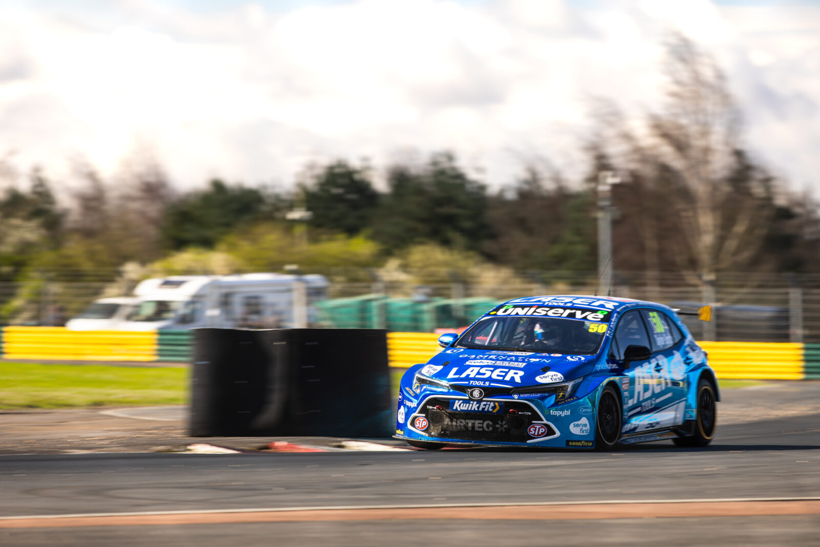 Laser Tools Racing BTCC Car on track at Croft