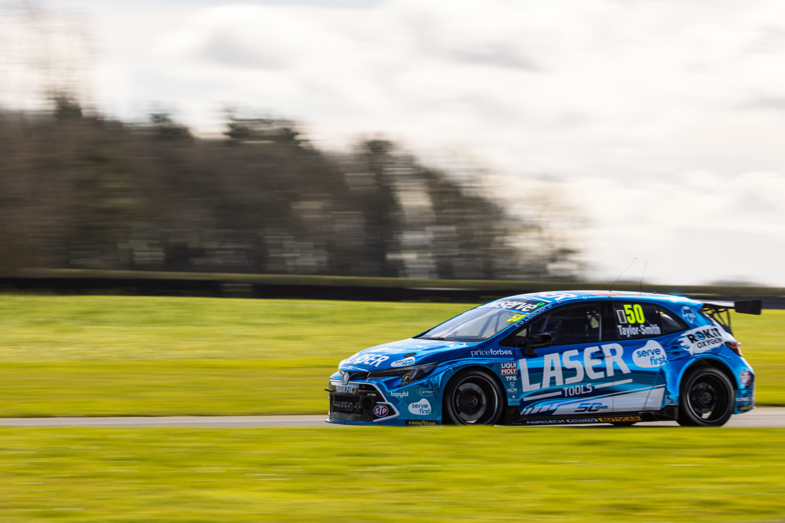 Laser Tools Racing BTCC Car on track at Croft